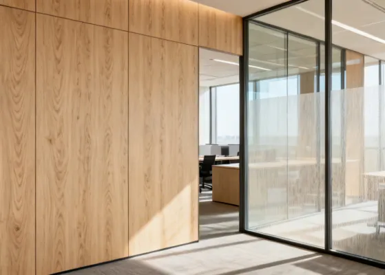 Architectural surface film application in modern office environment