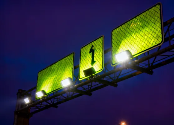 Retroreflective road sign sheeting meeting ASTM D4956 standards