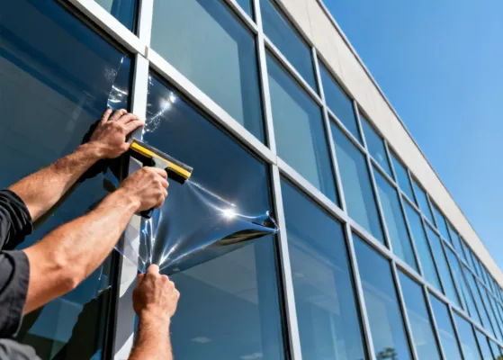 Commercial window tint film installation by certified installer